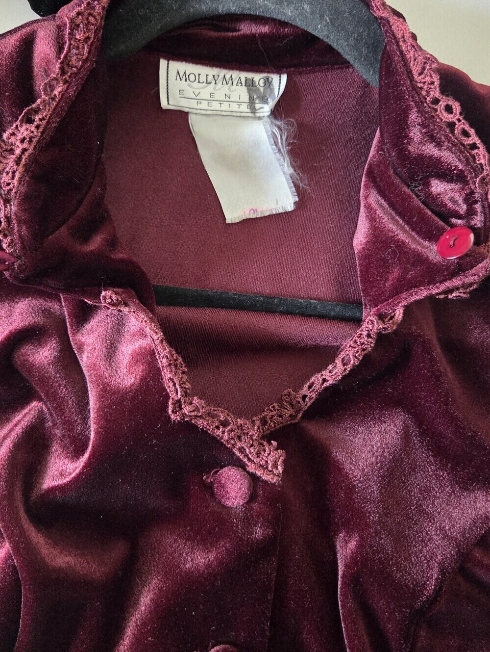 Molly Malloy Velvet Full Length Button-Front Dress in Deep Burgundy Medium - Picture 8 of 10